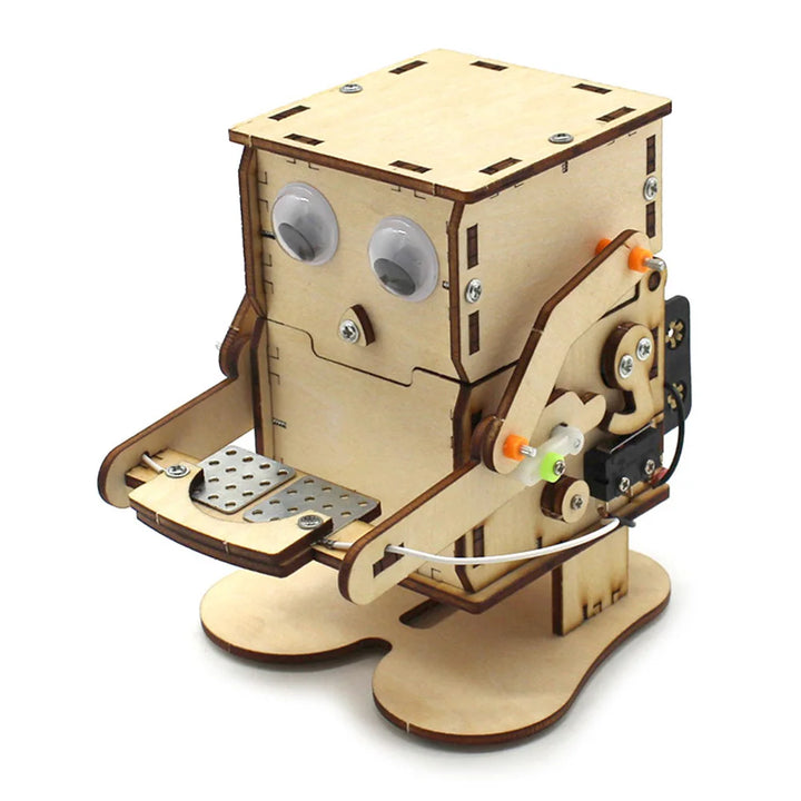DIY Wooden Coin-Eating Robot STEM Education Kit
