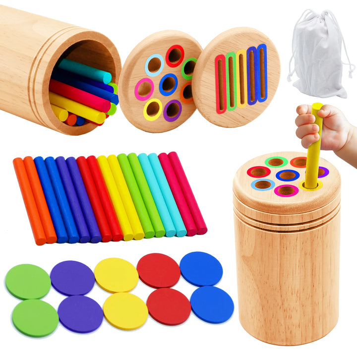Montessori Wooden Color & Shape Sorting Toy – Fine Motor Learning Puzzle for Toddlers