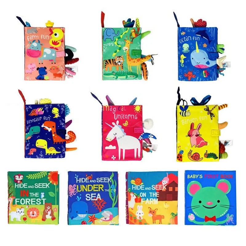 Baby Tail Cloth Book with Sound Paper & Rattle – Early Learning Toy