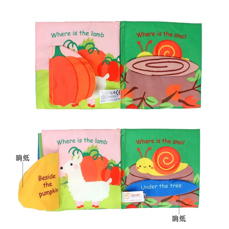 Baby Tail Cloth Book with Sound Paper & Rattle – Early Learning Toy