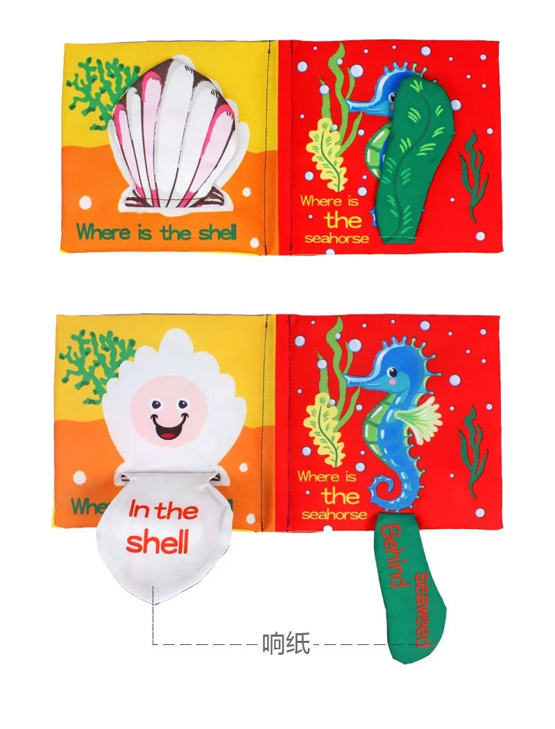 Baby Tail Cloth Book with Sound Paper & Rattle – Early Learning Toy