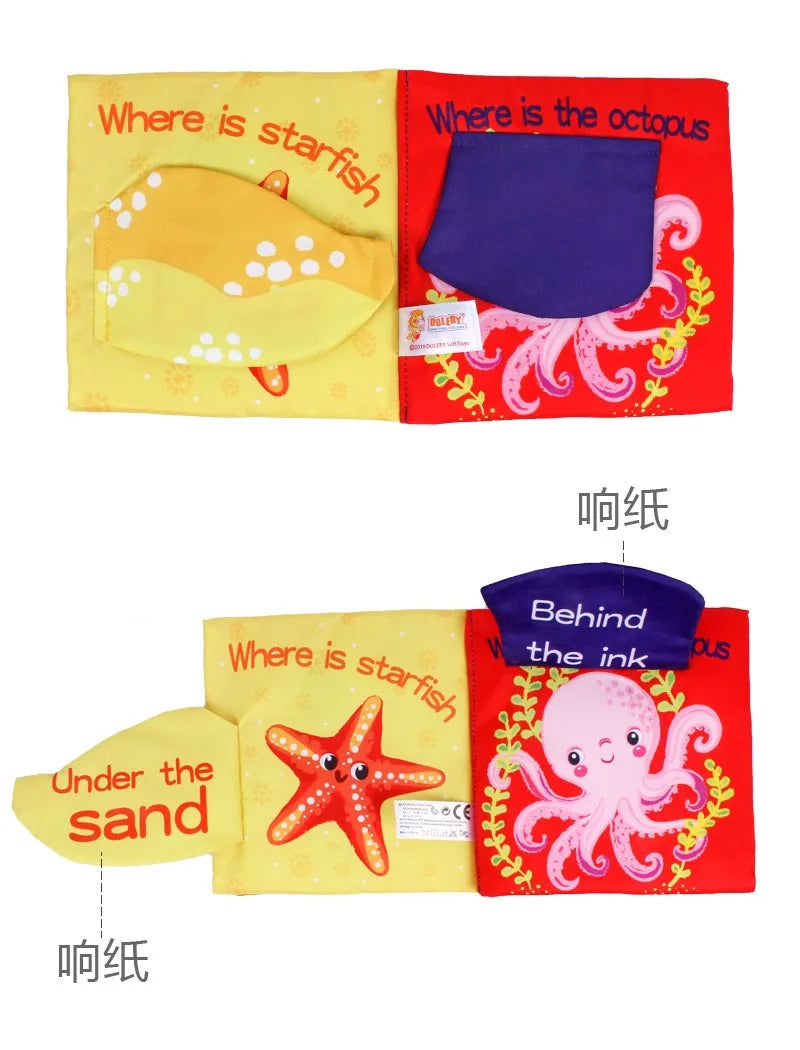 Baby Tail Cloth Book with Sound Paper & Rattle – Early Learning Toy