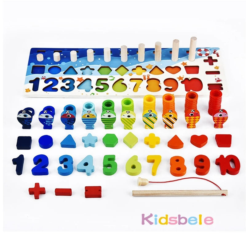 Montessori Wooden Fishing & Math Puzzle