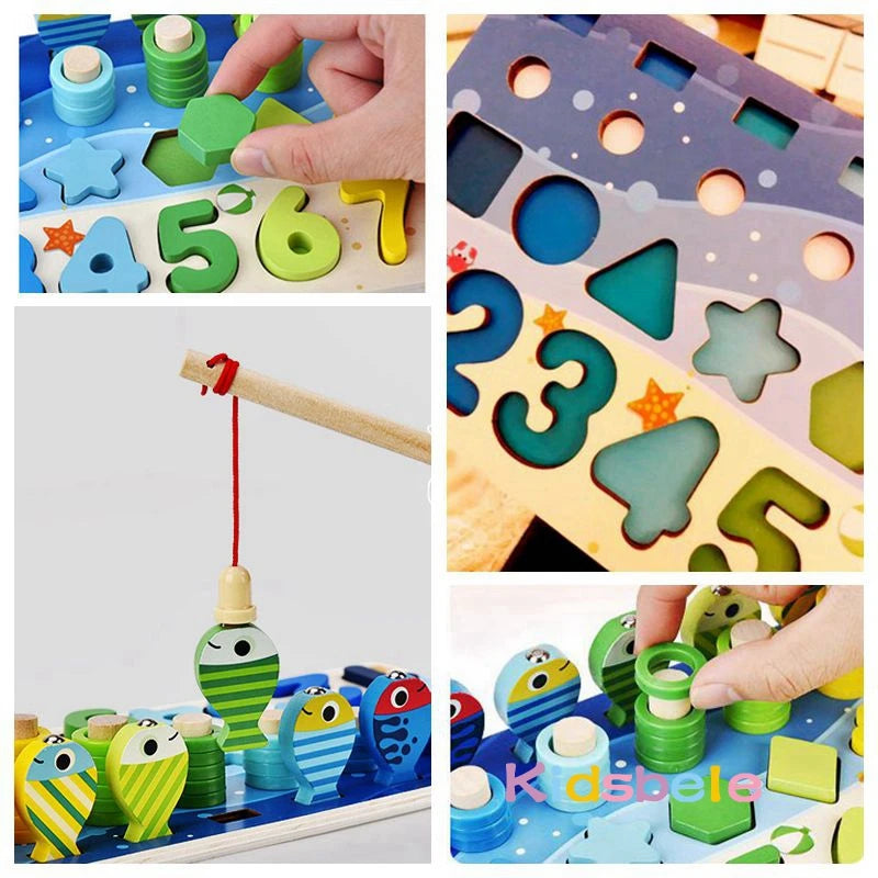 Montessori Wooden Fishing & Math Puzzle