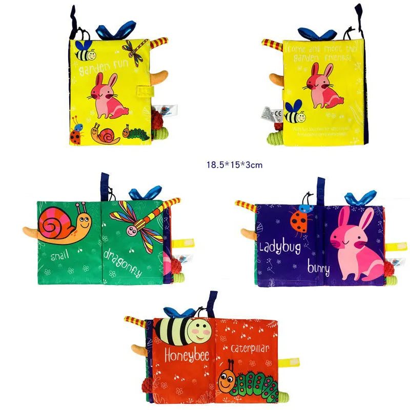 Baby Tail Cloth Book with Sound Paper & Rattle – Early Learning Toy