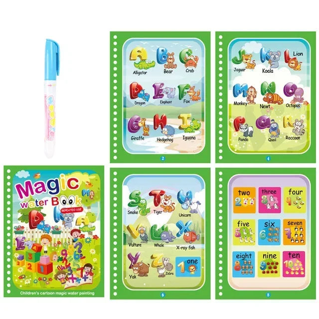 Magic Water Drawing & Coloring Book – Montessori Learning Toy for Kids 2–4 Years