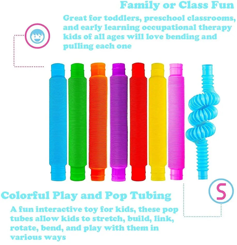 8-Pack Large Pop Tubes Fidget Sensory Toys for Kids & Adults