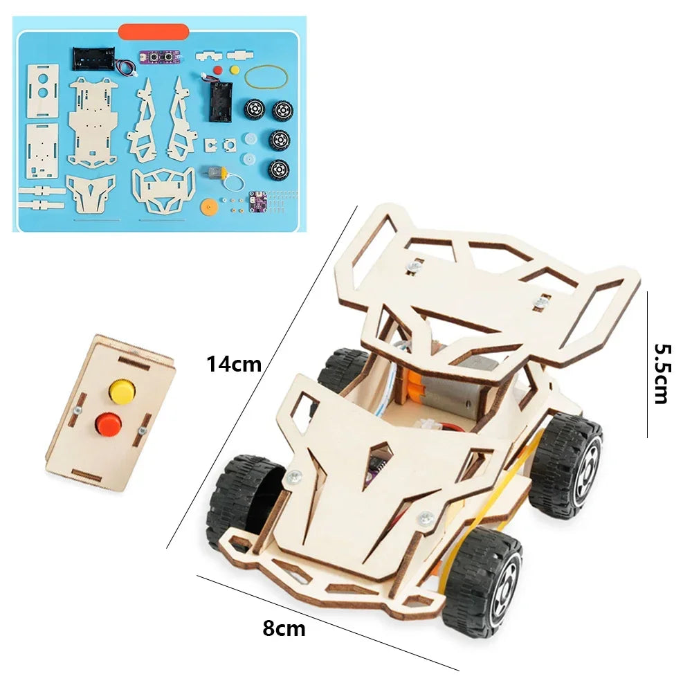 DIY Wooden Remote Control Car 4WD STEM Educational Kit