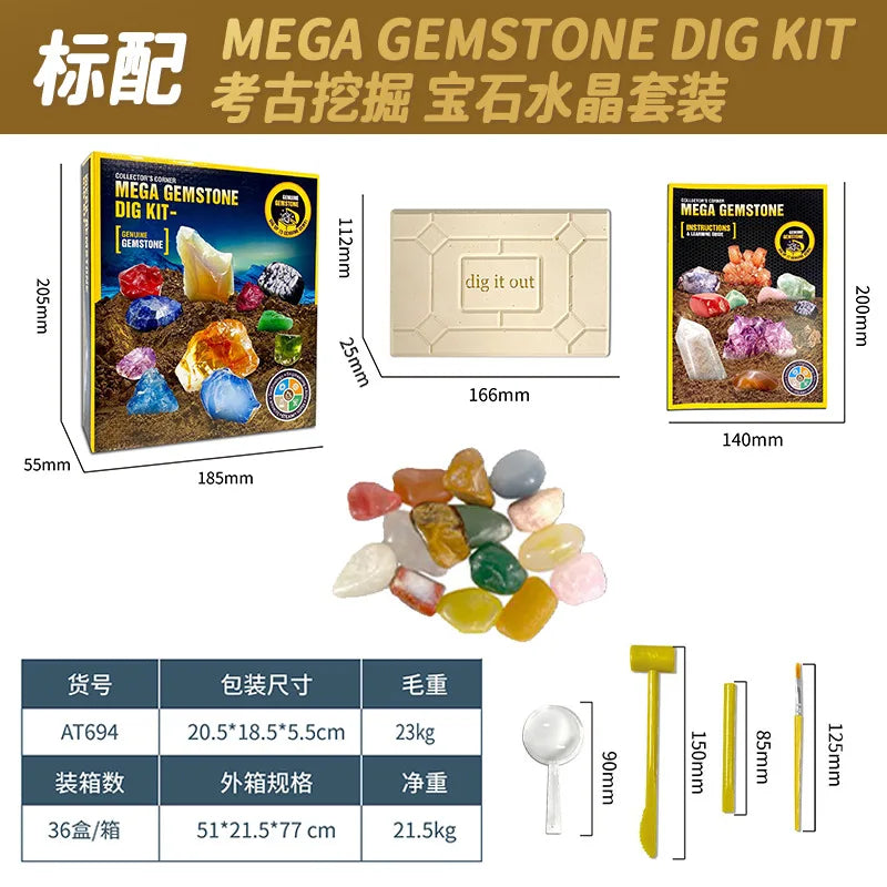 Gemstone Dig & Discover Kit – Kids Crystal Mining Educational Toy