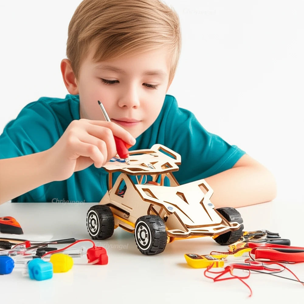DIY Wooden Remote Control 4WD Racing Car STEM Kit