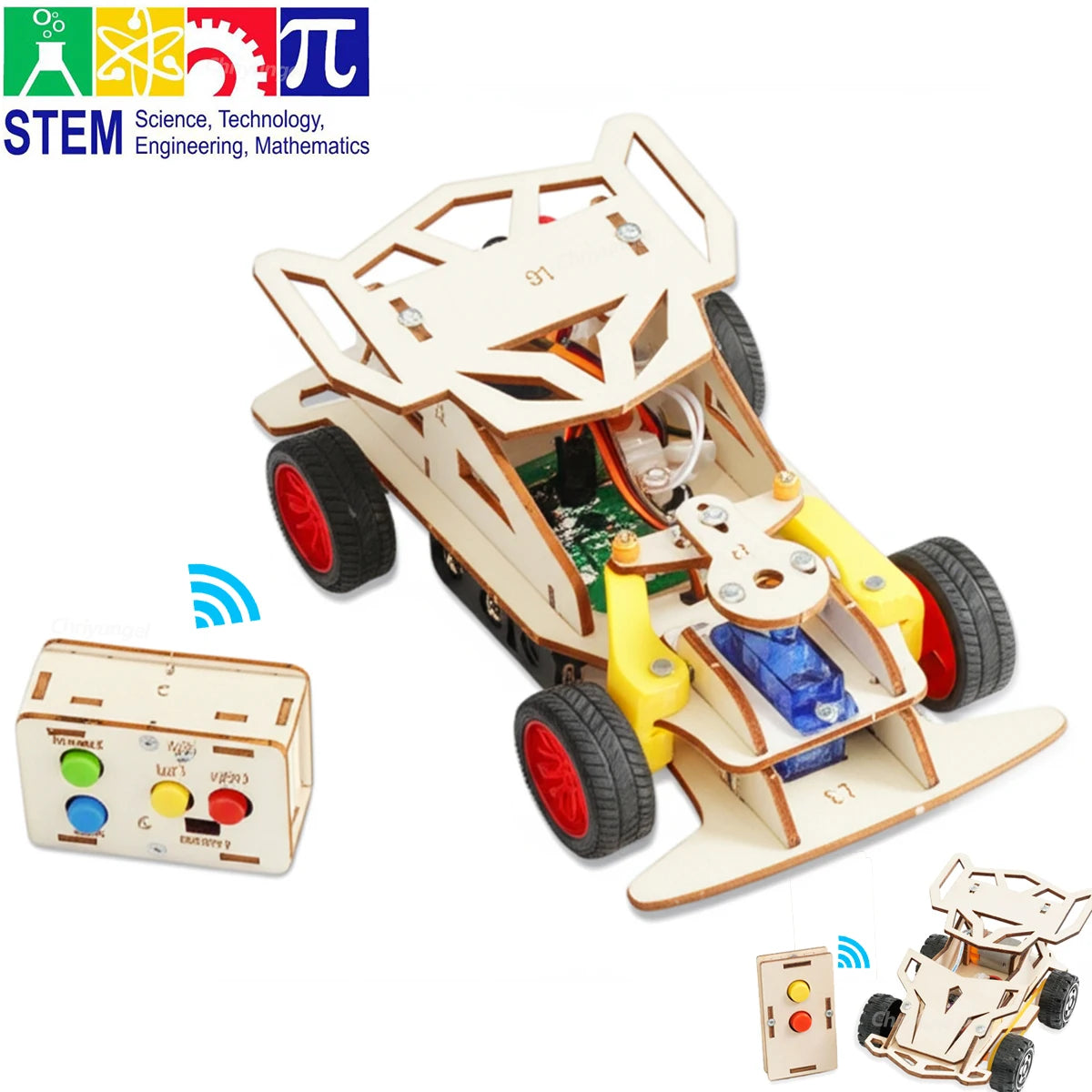DIY Wooden Remote Control 4WD Racing Car STEM Kit