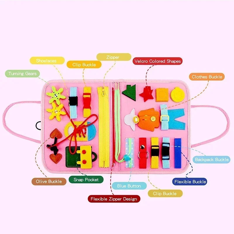 Montessori Felt Busy Board Travel Toy for Kids