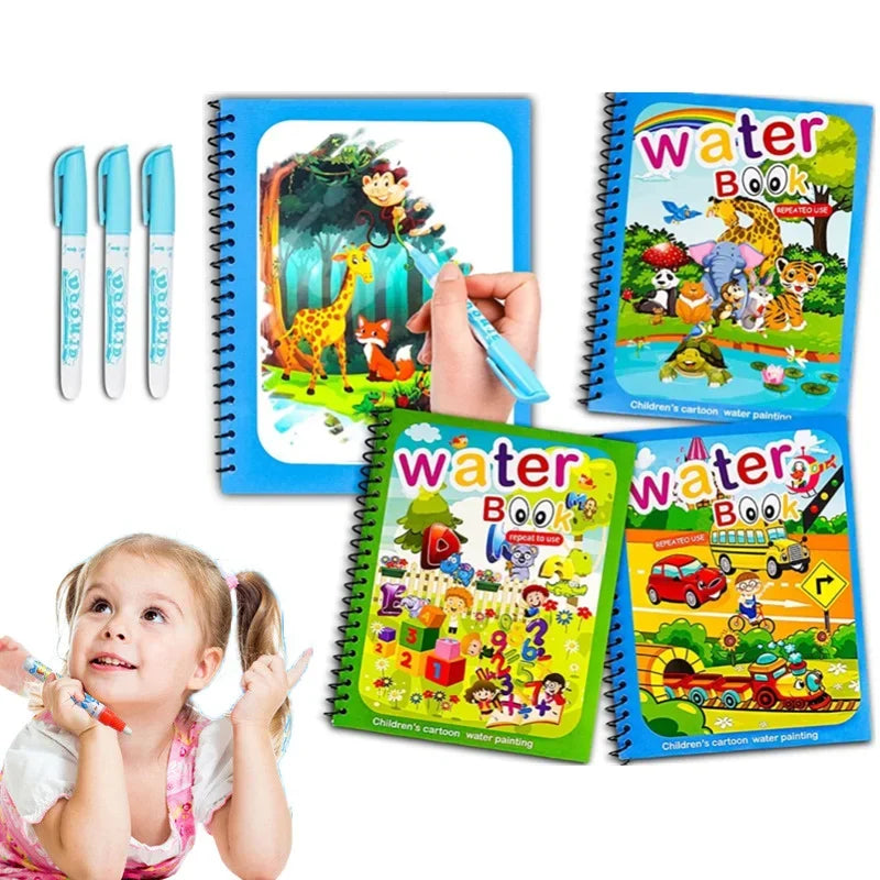 Magic Water Drawing & Coloring Book – Montessori Learning Toy for Kids 2–4 Years