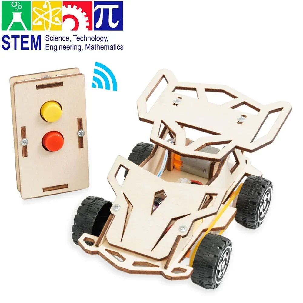 DIY Wooden Remote Control Car 4WD STEM Educational Kit