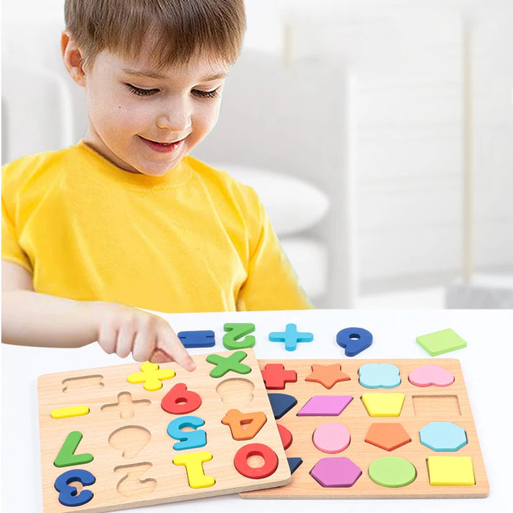 Montessori Wooden Alphabet & Number Puzzle