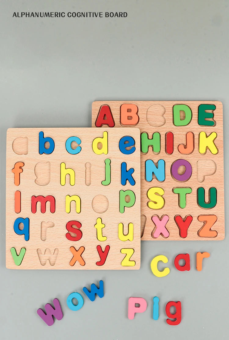 Montessori Wooden Alphabet & Number Puzzle