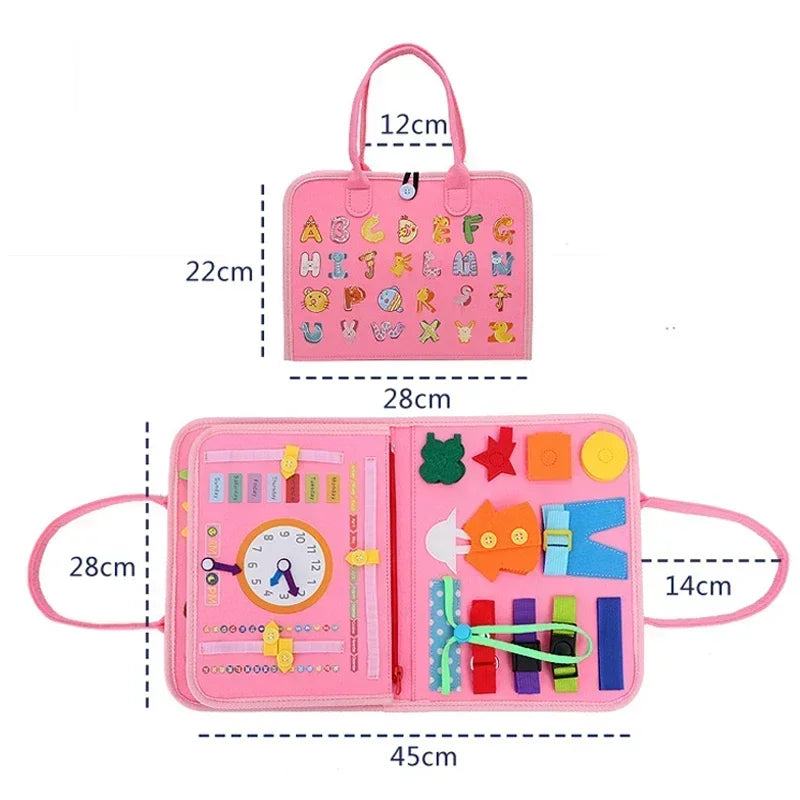 Montessori Felt Busy Board Travel Toy for Kids