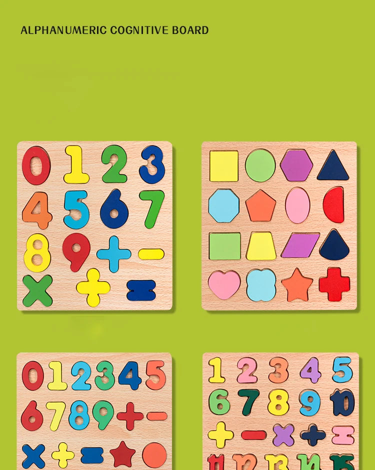 Montessori Wooden Alphabet & Number Puzzle