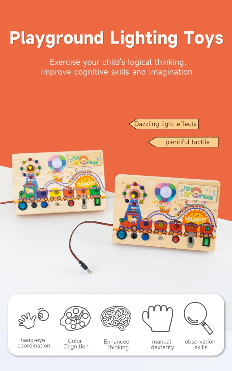 Montessori LED Busy Board – Early Learning Sensory Toy for Kids