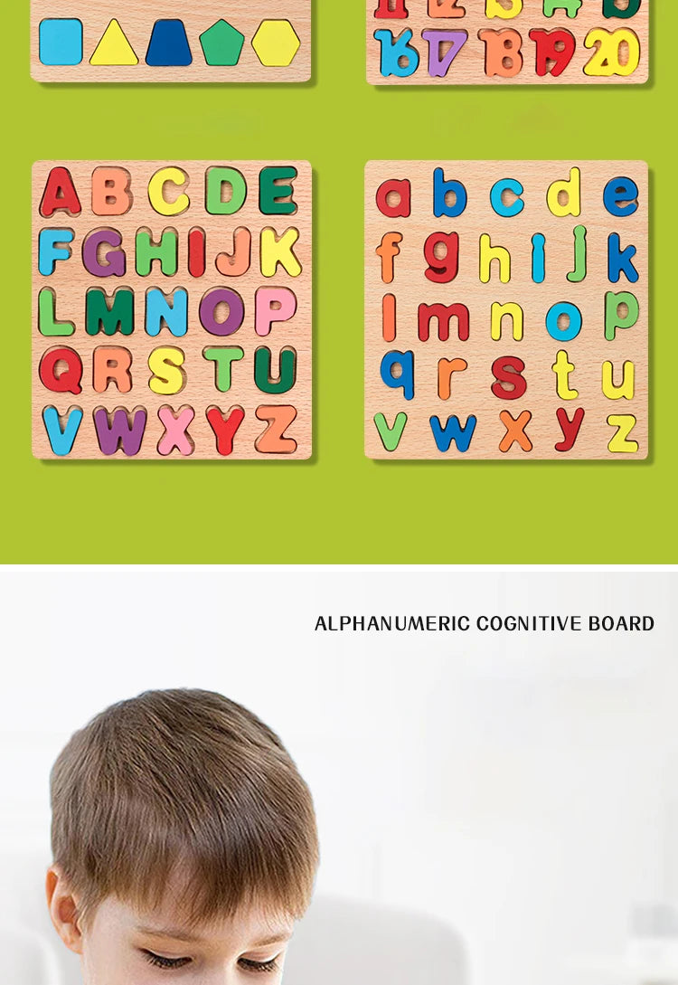 Montessori Wooden Alphabet & Number Puzzle