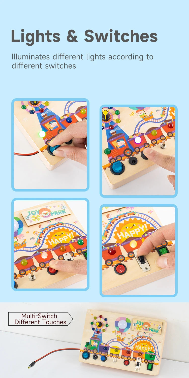 Montessori LED Busy Board – Early Learning Sensory Toy for Kids