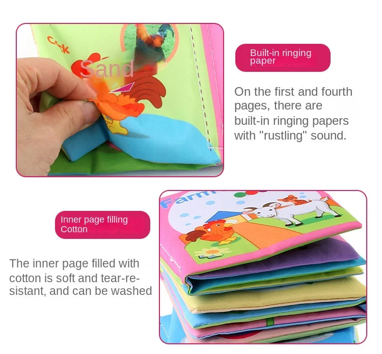 Baby Soft 3D Cloth Book – Animal Family Montessori Learning Toy
