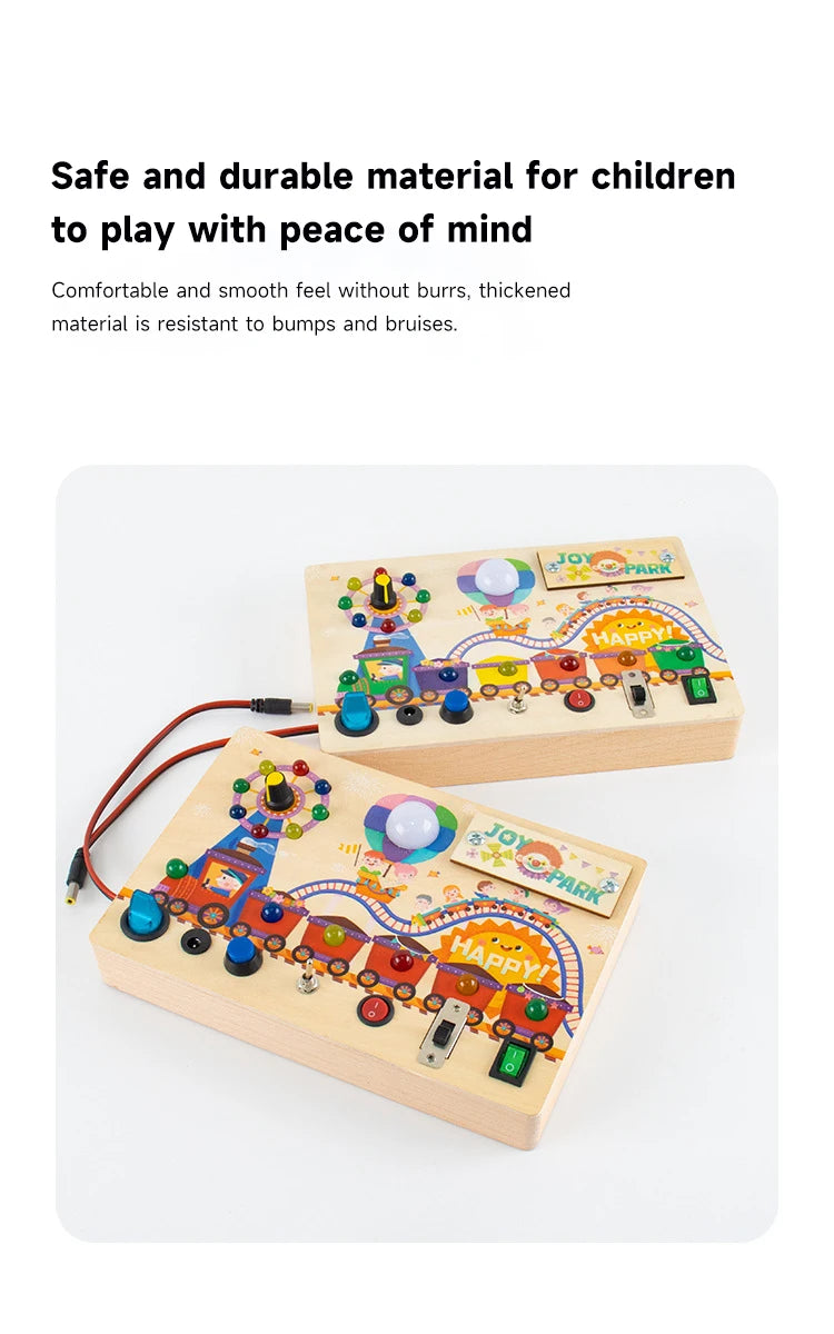 Montessori LED Busy Board – Early Learning Sensory Toy for Kids