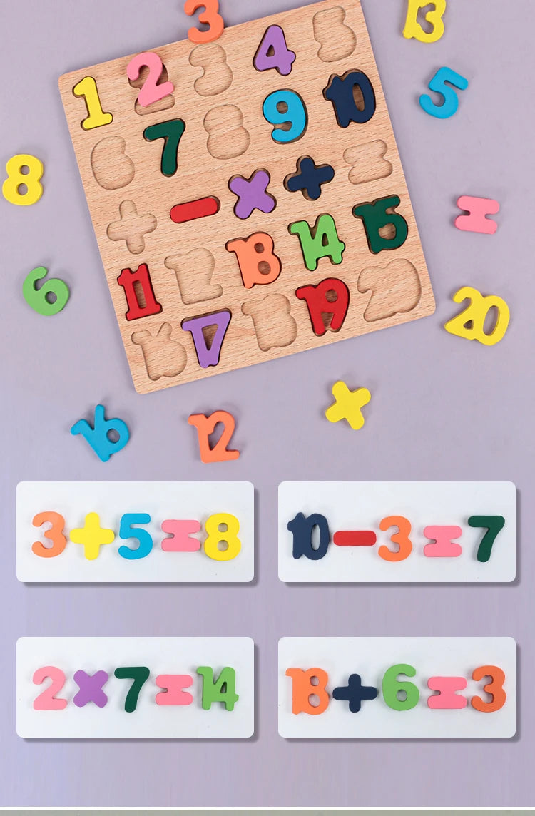 Montessori Wooden Alphabet & Number Puzzle