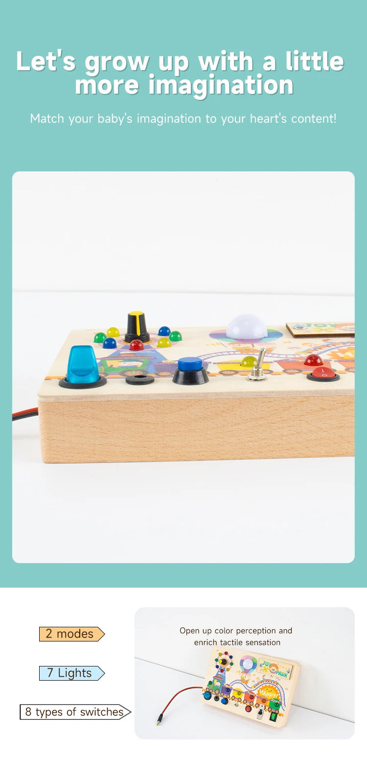 Montessori LED Busy Board – Early Learning Sensory Toy for Kids