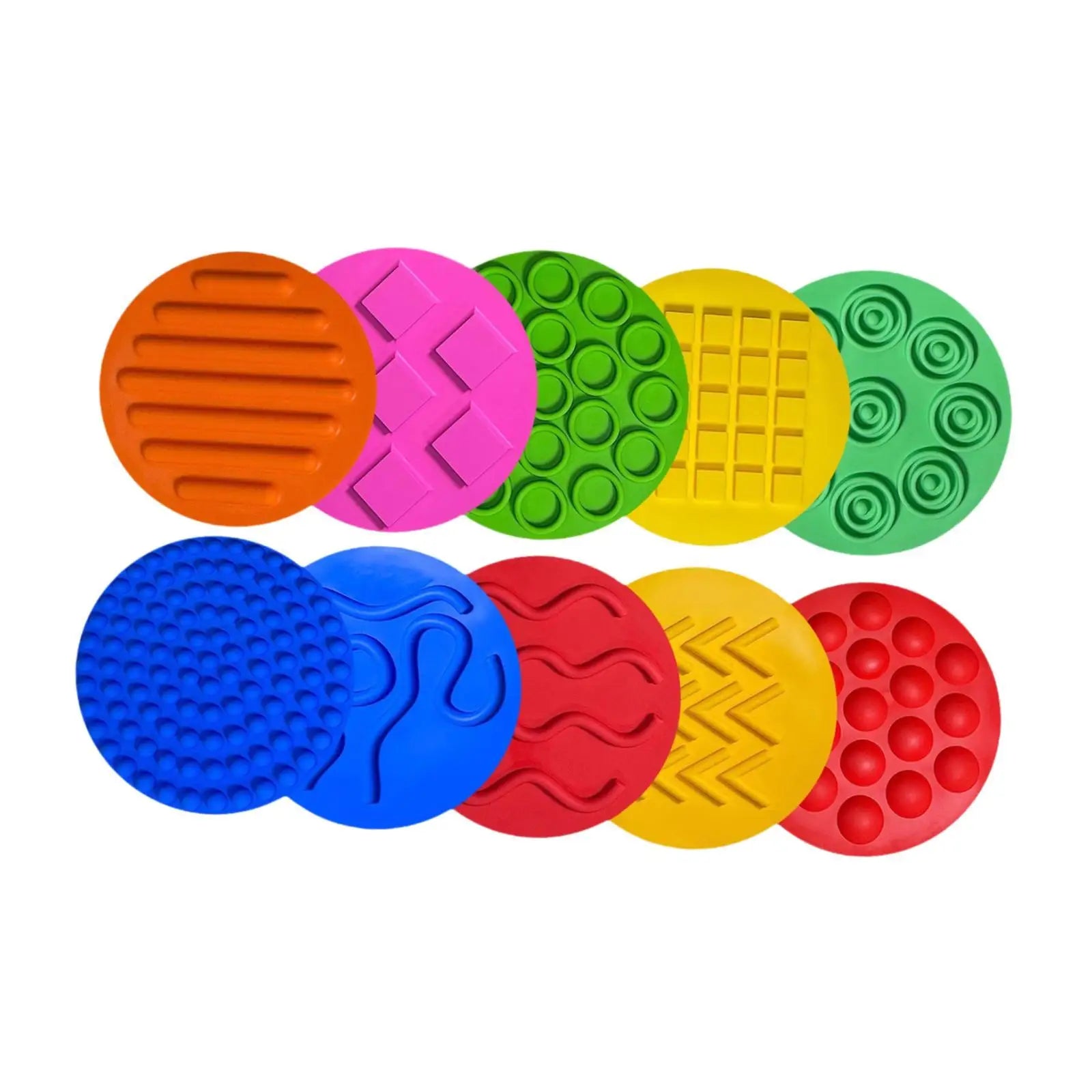 10pcs Sensory Silicone Mats – Textured Learning Discs for Kids & Toddlers