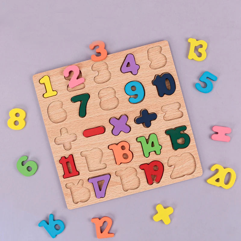 Montessori Wooden Alphabet & Number Puzzle