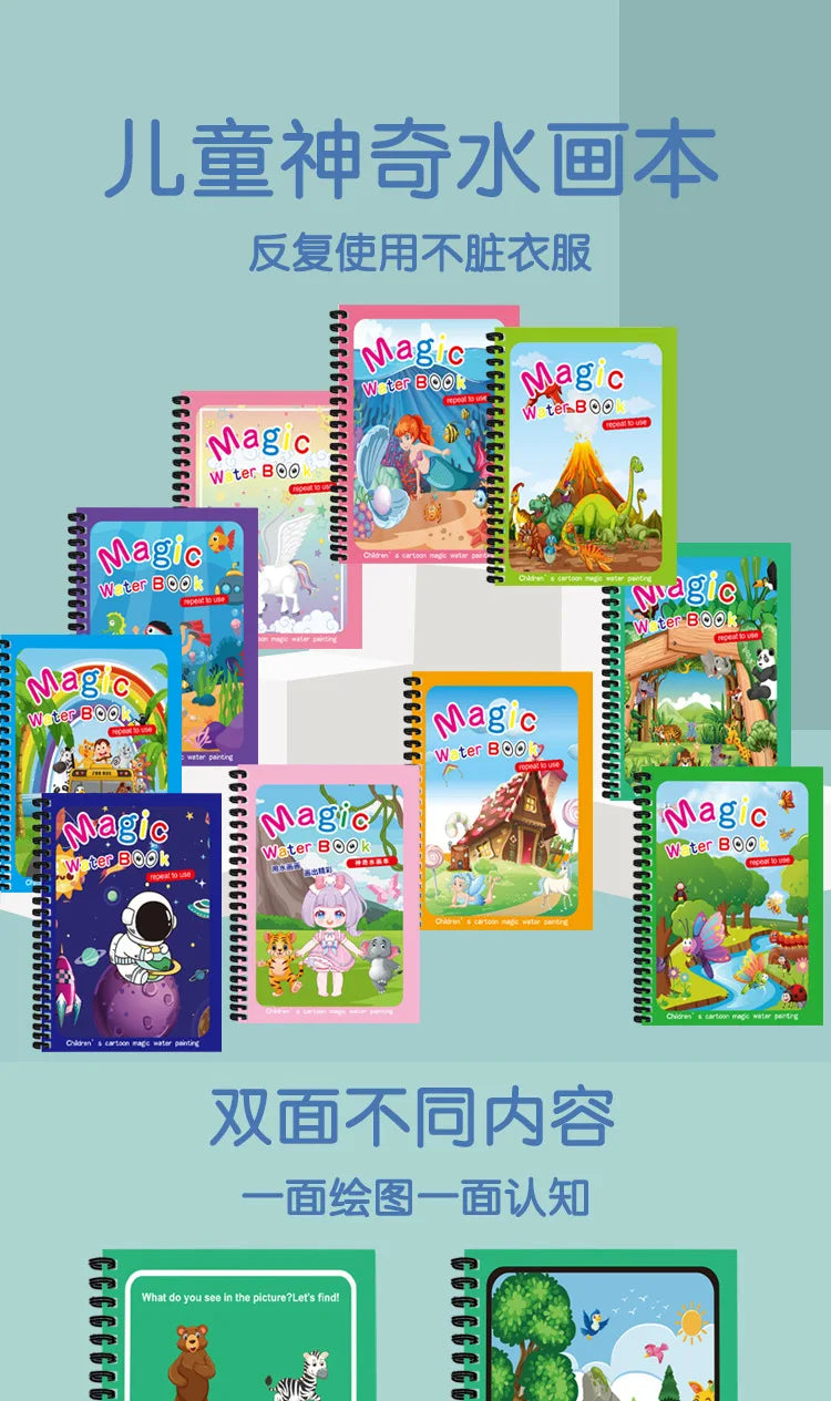 Magic Water Drawing Book – Reusable Montessori Coloring & Learning Toy for Kids