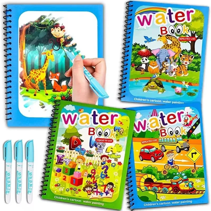 Magic Water Drawing & Coloring Book – Montessori Learning Toy for Kids 2–4 Years