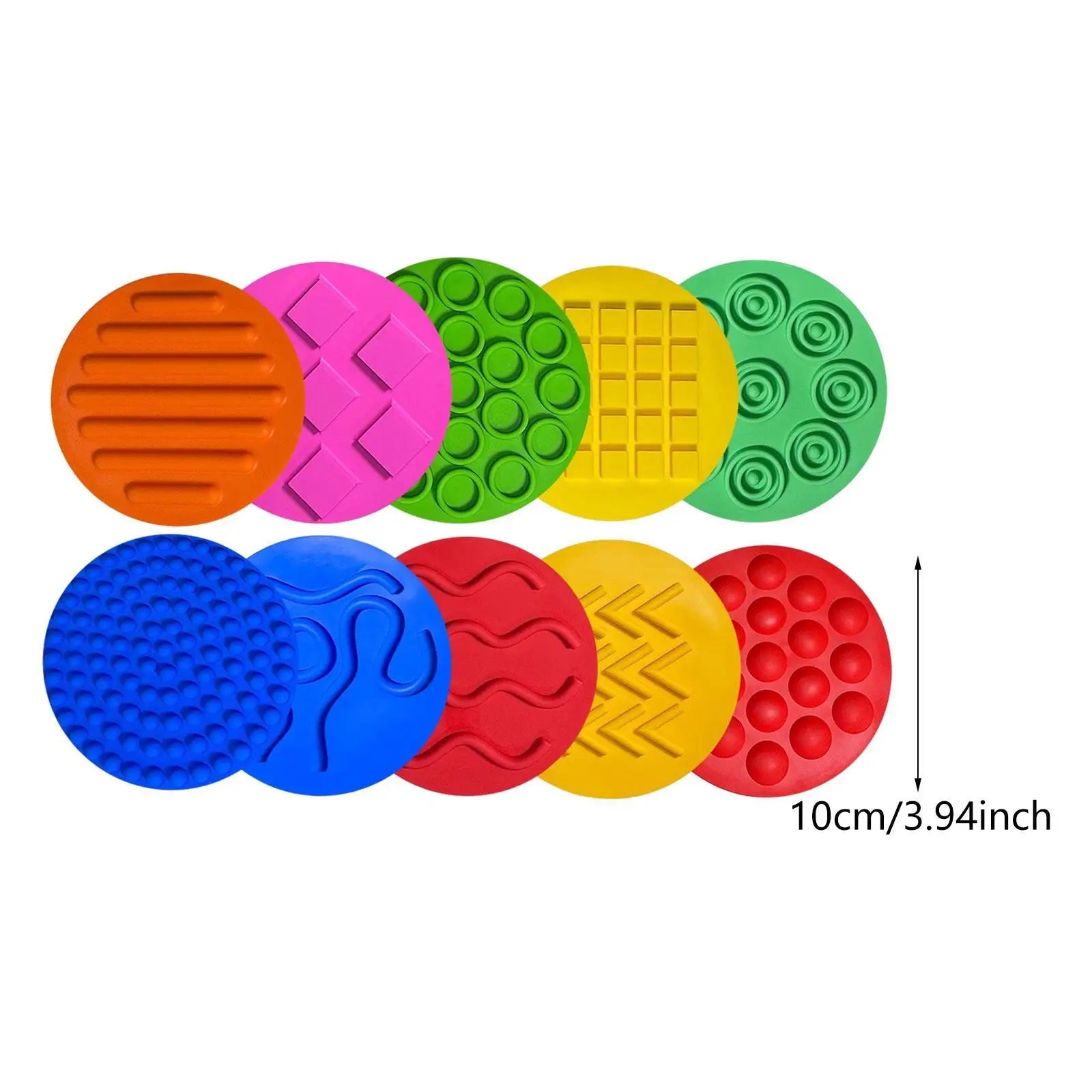10pcs Sensory Silicone Mats – Textured Learning Discs for Kids & Toddlers