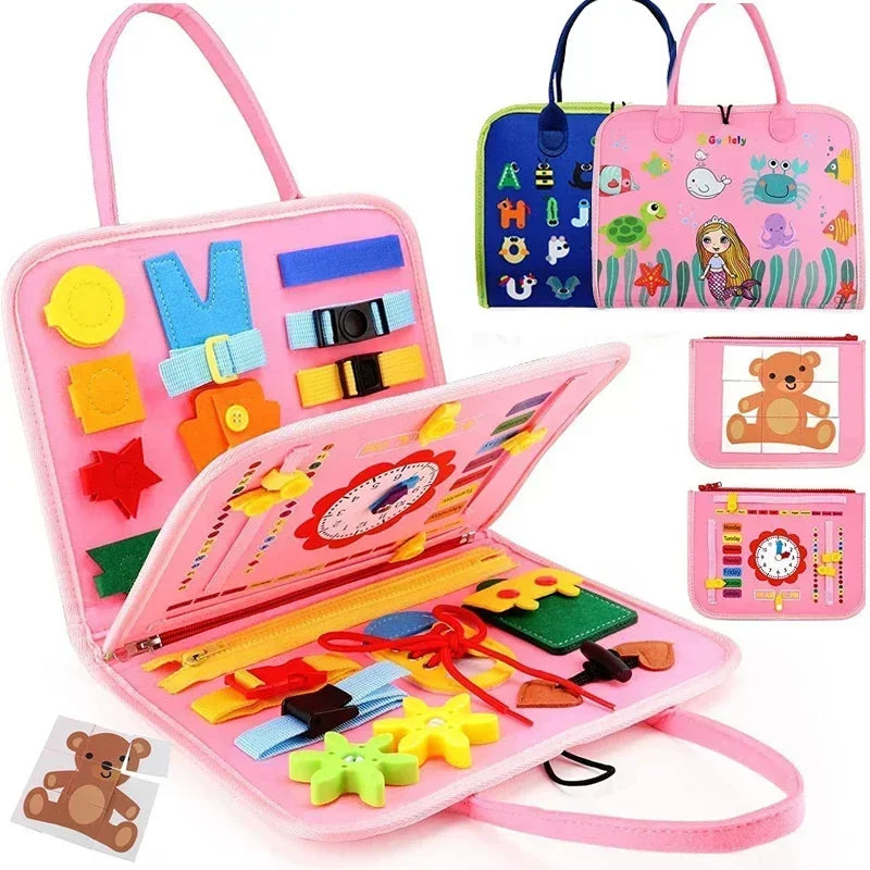 Montessori Felt Busy Board Travel Toy for Kids