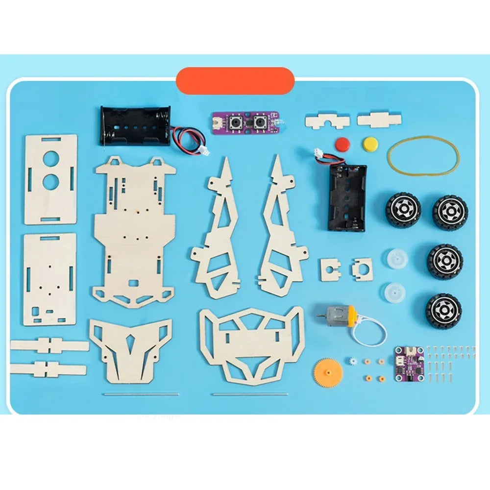 DIY Wooden Remote Control Car 4WD STEM Educational Kit