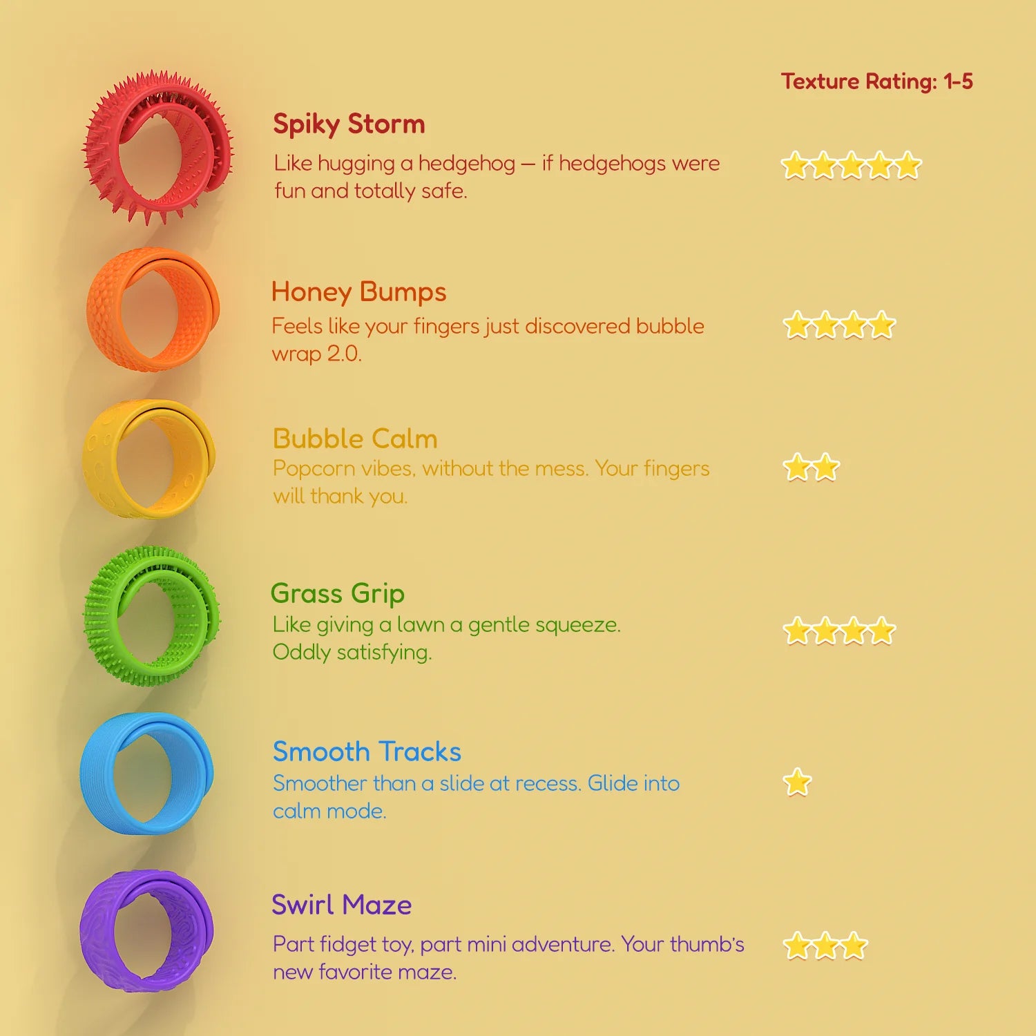 6pcs Silicone Sensory Fidget Slap Bracelets – Calming Toys for Kids with Autism