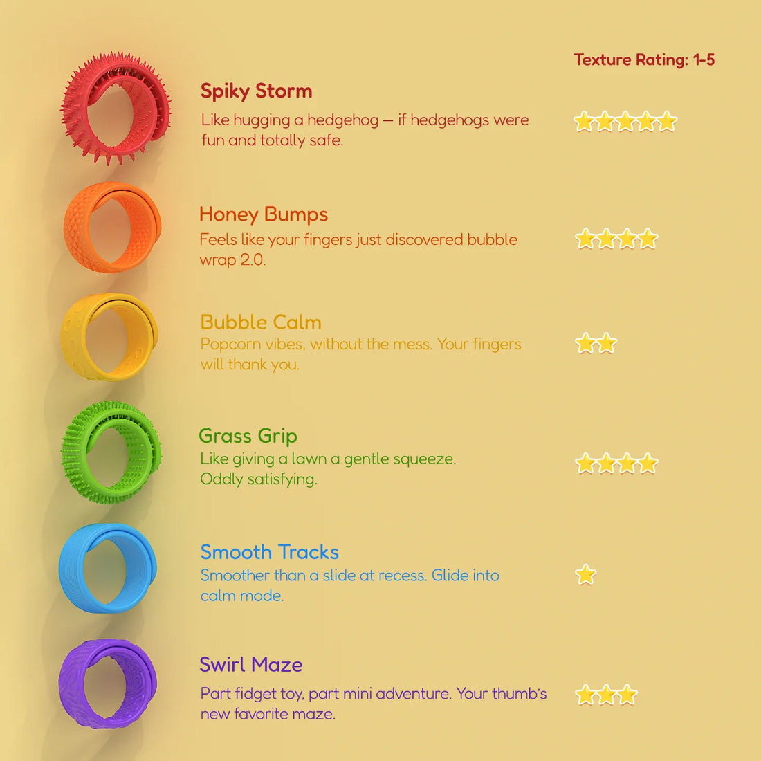 6pcs Silicone Sensory Fidget Slap Bracelets – Calming Toys for Kids with Autism