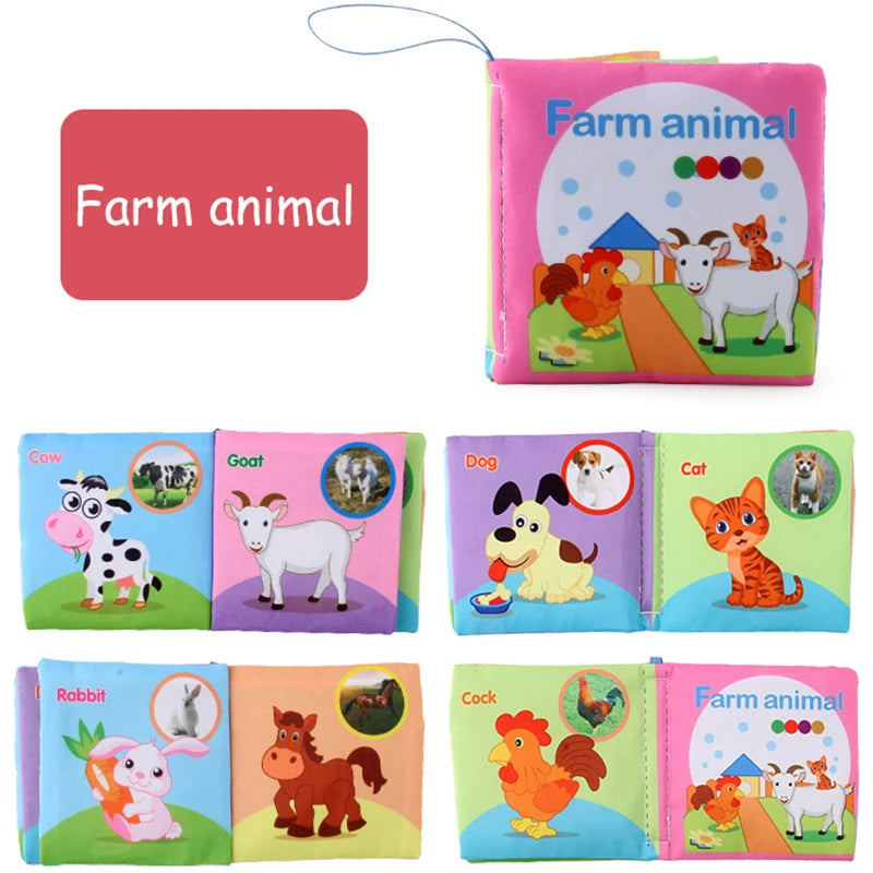 Baby Soft 3D Cloth Book – Animal Family Montessori Learning Toy