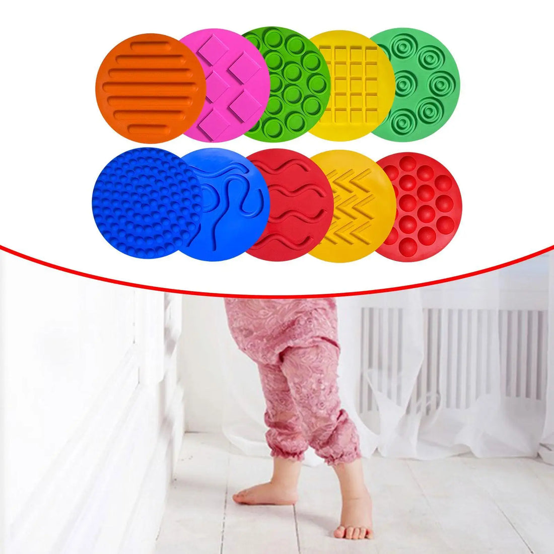10pcs Sensory Silicone Mats – Textured Learning Discs for Kids & Toddlers