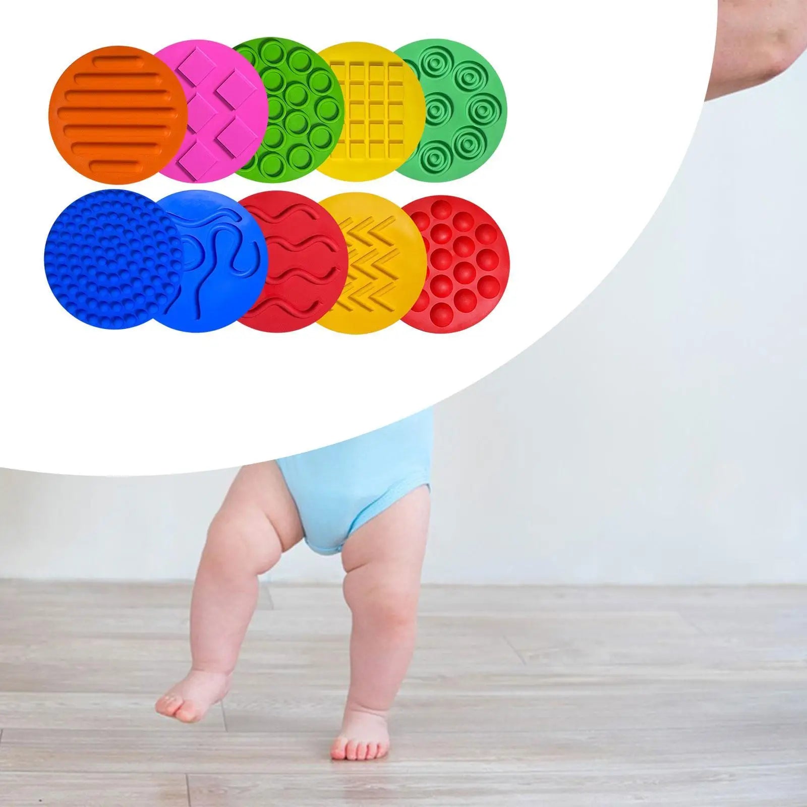 10pcs Sensory Silicone Mats – Textured Learning Discs for Kids & Toddlers