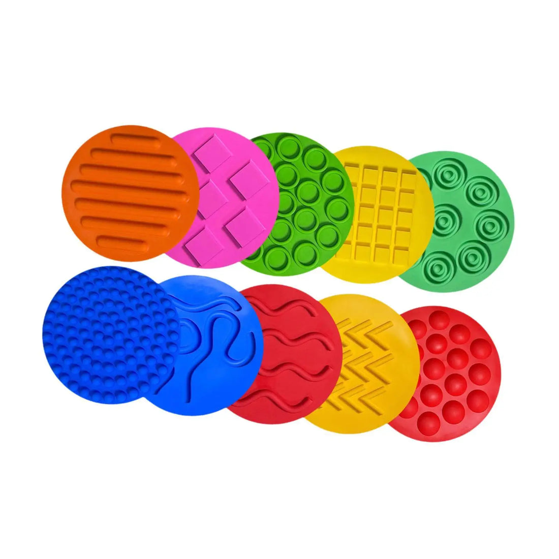 10pcs Sensory Silicone Mats – Textured Learning Discs for Kids & Toddlers
