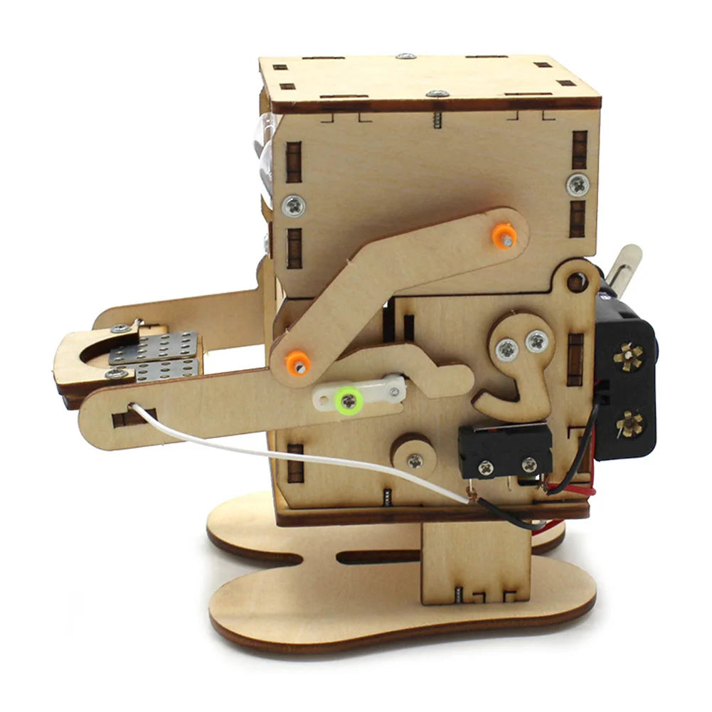 DIY Wooden Coin-Eating Robot STEM Education Kit