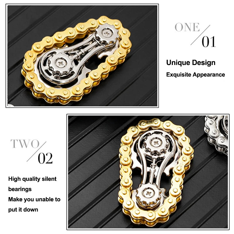 Sprockets Flywheel Metal Fidget Spinner – Bike Chain Fingertip Gyro