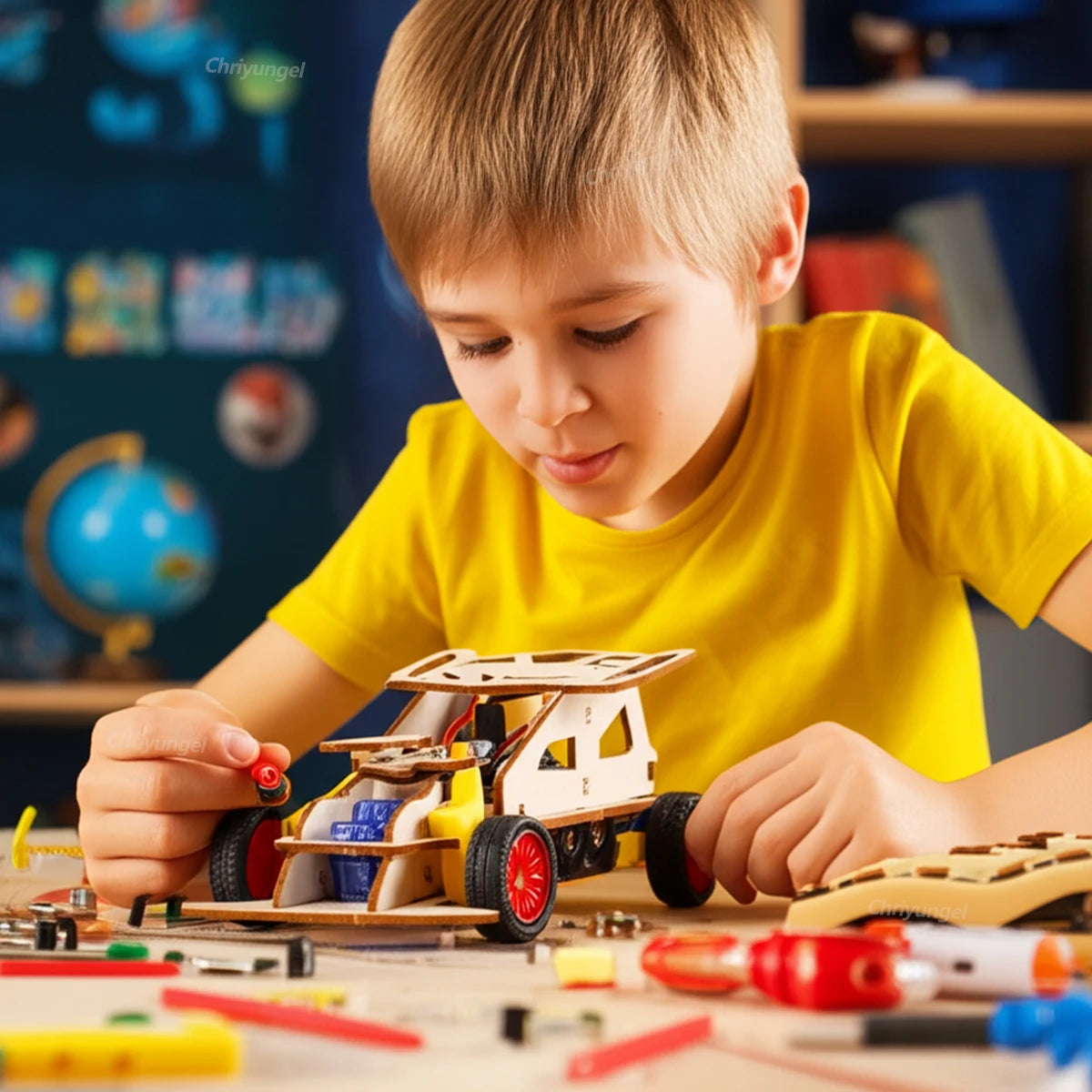 DIY Wooden Remote Control 4WD Racing Car STEM Kit