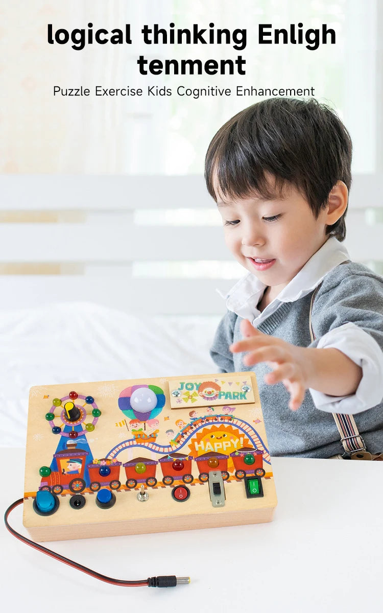 Montessori LED Busy Board – Early Learning Sensory Toy for Kids