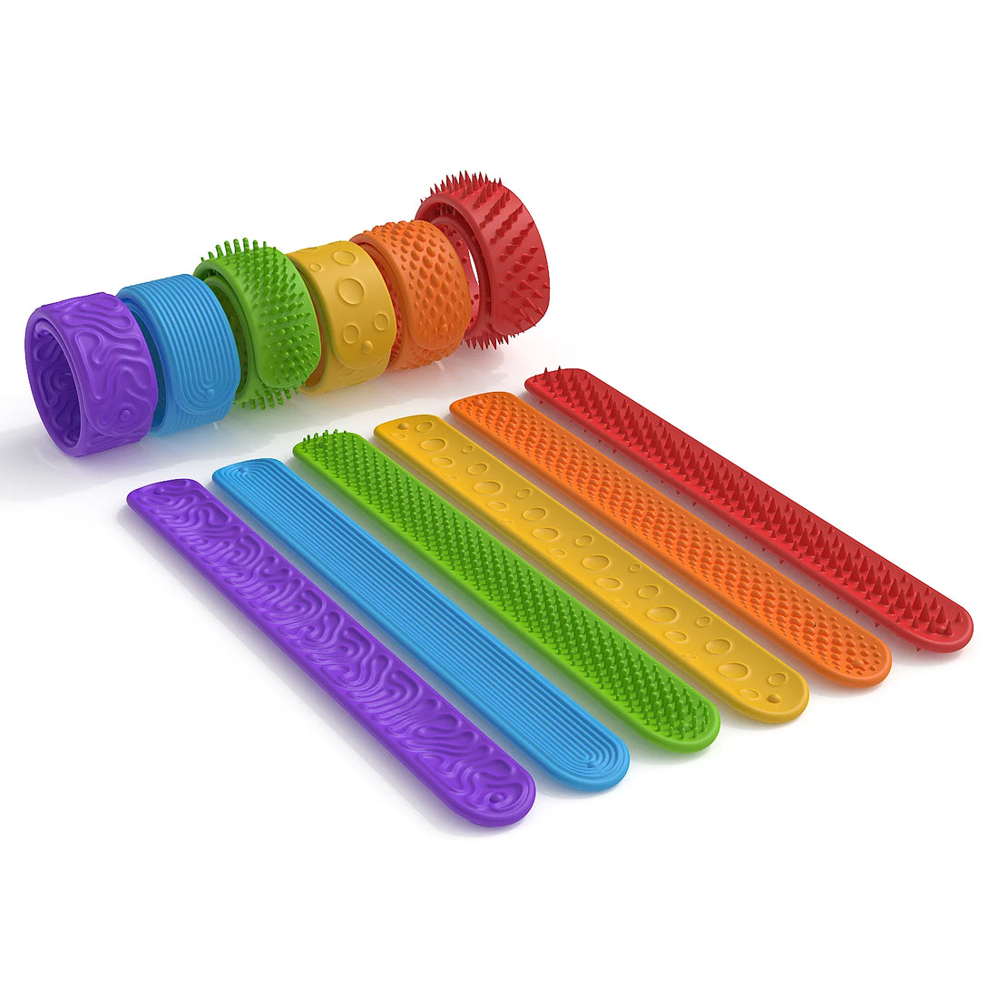6pcs Silicone Sensory Fidget Slap Bracelets – Calming Toys for Kids with Autism