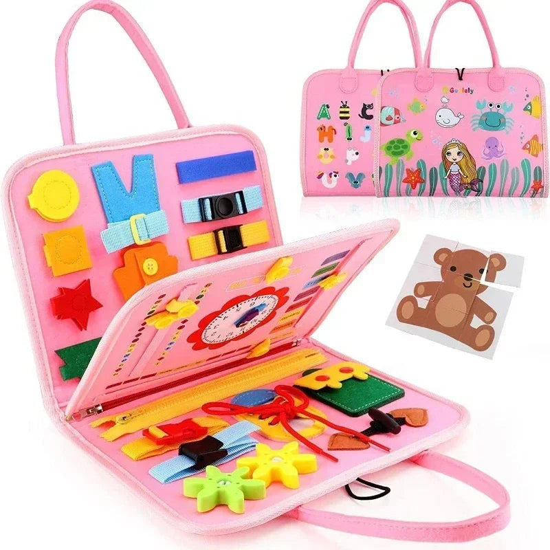 Montessori Felt Busy Board Travel Toy for Kids