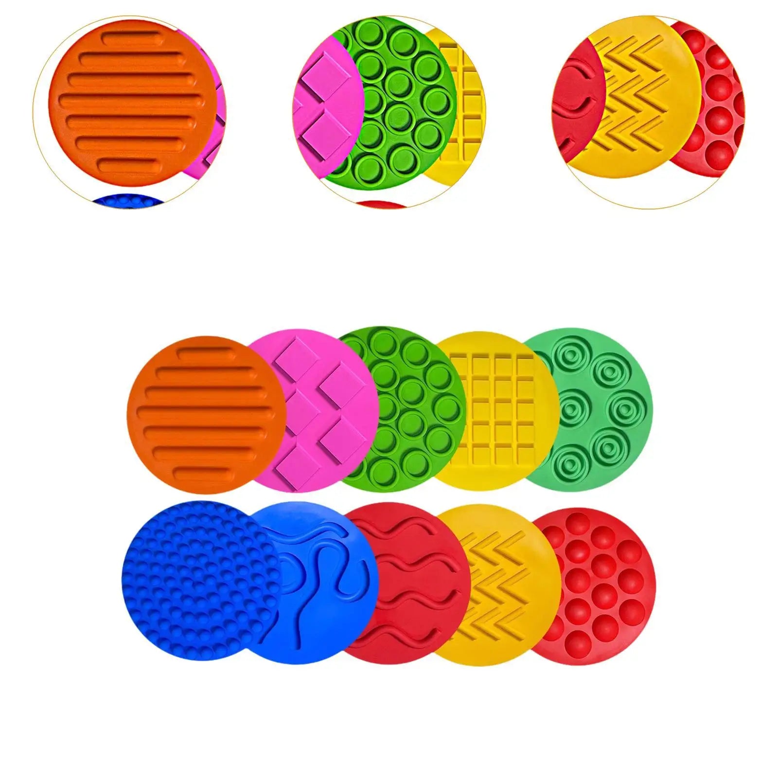 10pcs Sensory Silicone Mats – Textured Learning Discs for Kids & Toddlers