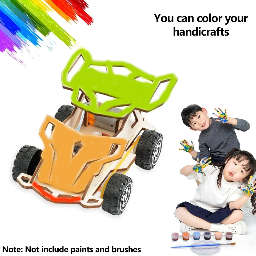 DIY Wooden Remote Control Car 4WD STEM Educational Kit